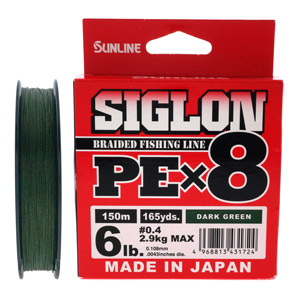 Плетеный шнур Sunline Siglon PE X8 Dark Green 150m 0.108мм #0.4