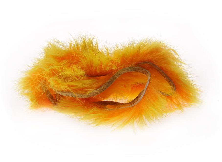 Полоски меха кролика Hareline Two Toned Rabbit Strips Yellow Tipped Hot Orange