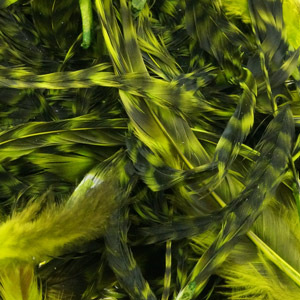 Набор перьев Whiting Schlappen 1/4oz. Grizzly/Fl.Green Chartreuse