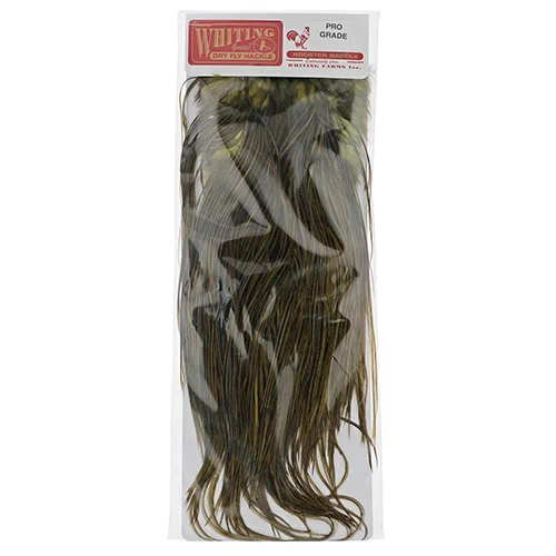 Седло петуха WHITING Dry Fly Saddle PROGRADE White dyed Dark Olive