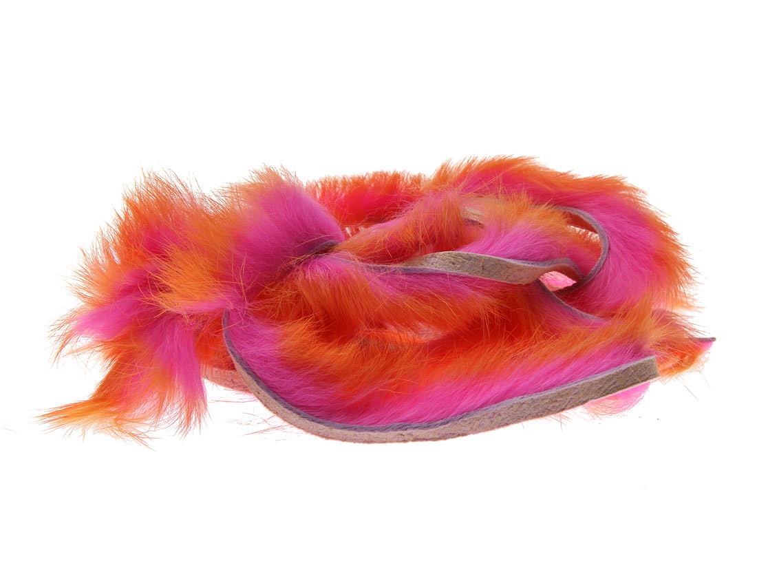 Полоски меха кролика Hareline Two Toned Rabbit Strips Hot Orange Tipped Fl.Hot Pink