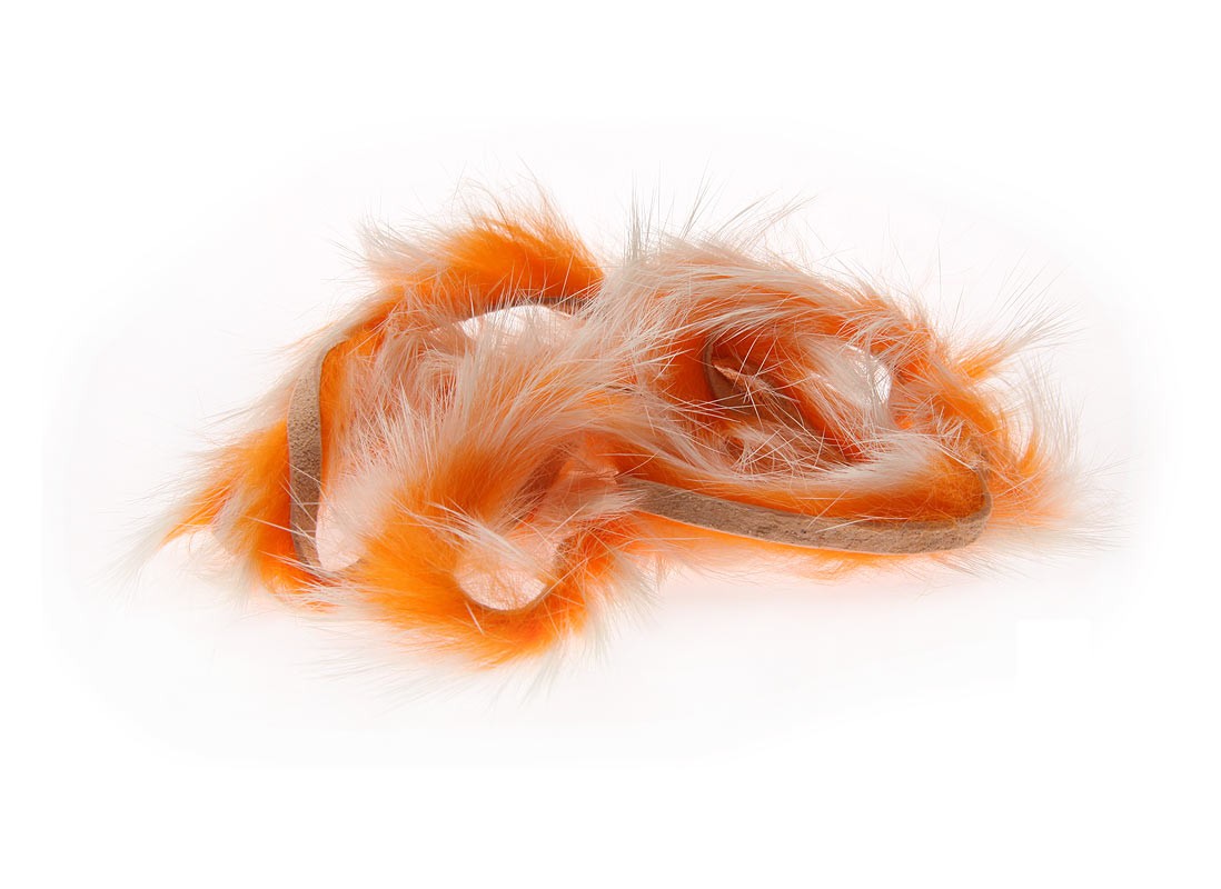 Полоски меха кролика Hareline Two Toned Rabbit Strips White Tipped Hot Orange