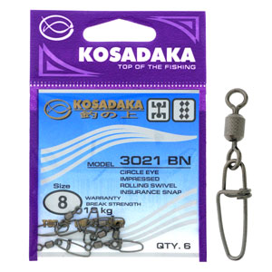 Застежка с роликовым вертлюгом Kosadaka 3021BN №08