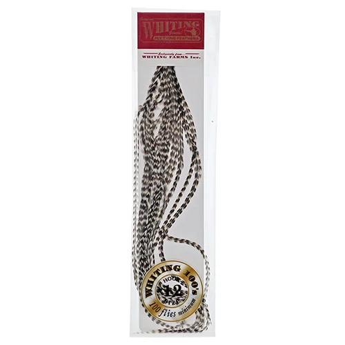Набор перьев WHITING 100's Saddle Hackle #12 Grizzly