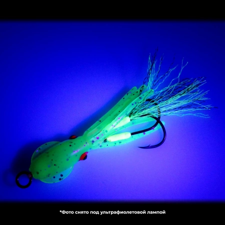 Каракатица на ассистах Striker Assist Squid Chartreuse, съемка в ультрафиолете