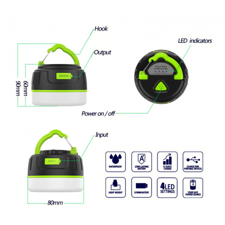 Фонарь светодиодный кемпинговый LED Rechargeable Camping Lantern