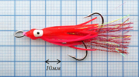 Октопус на ассистах Striker Aki Aji Fluo Red №20 S, фото Ru.Fish