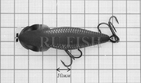 Воблер Asakura Bullhead 6 SR-S 9.9 гр 045 размер на миллиметровой сетке, вид сверху