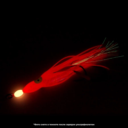 Октопус на ассистах Striker Big Fish Octopus Red/Pink, свечение в темноте