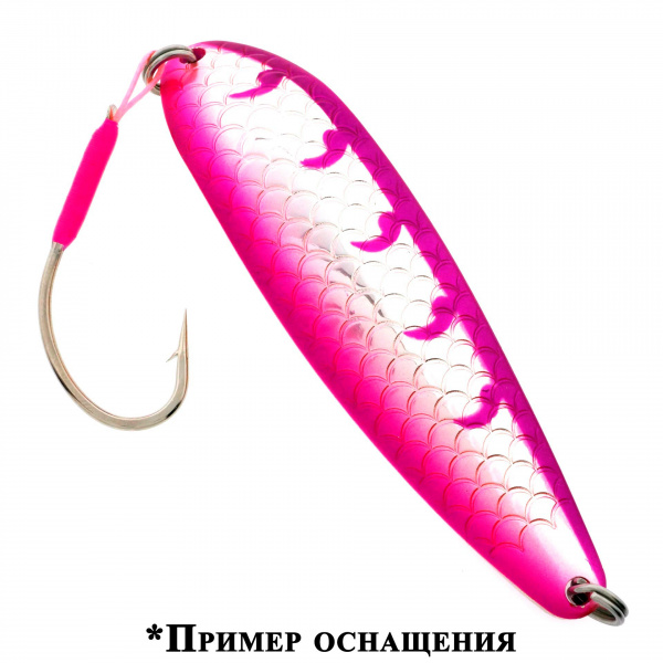 Крючки ассисты Striker Big Salmon №28 Spoon Fl Pink 2шт, пример оснащения