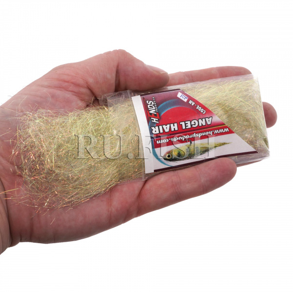 Волокна синтетические Hends Angel Hair 201 Holo Gold/White Pearl, на ладони