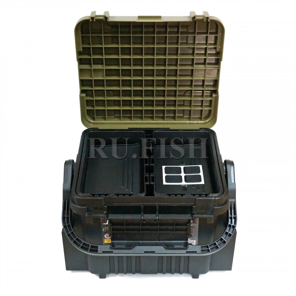 Ящик рыболовный Meiho VS-7080N Black/Olive 375x293x275 мм, лотки внутри
