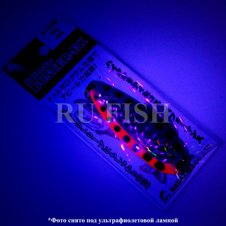 Блесна на лосося Nakazima Salmon Buster EX 80 мм 40 гр HBR #6358 съемка в ультрафиолете