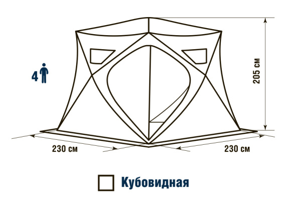 Палатка зимняя HIGASHI Pyramyd (230*230*200)